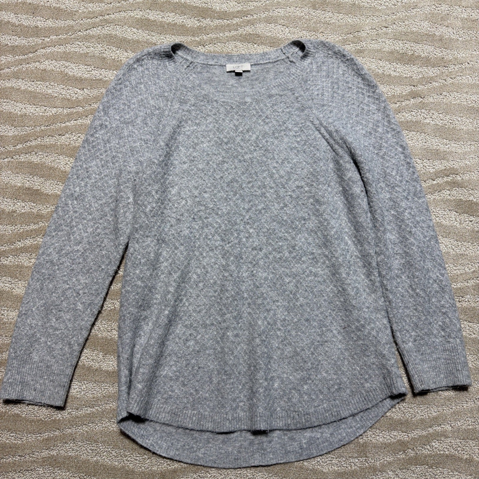 ANN TAYLOR LOFT Women Knit Tunic Sweater Size Large Gray Stretch
