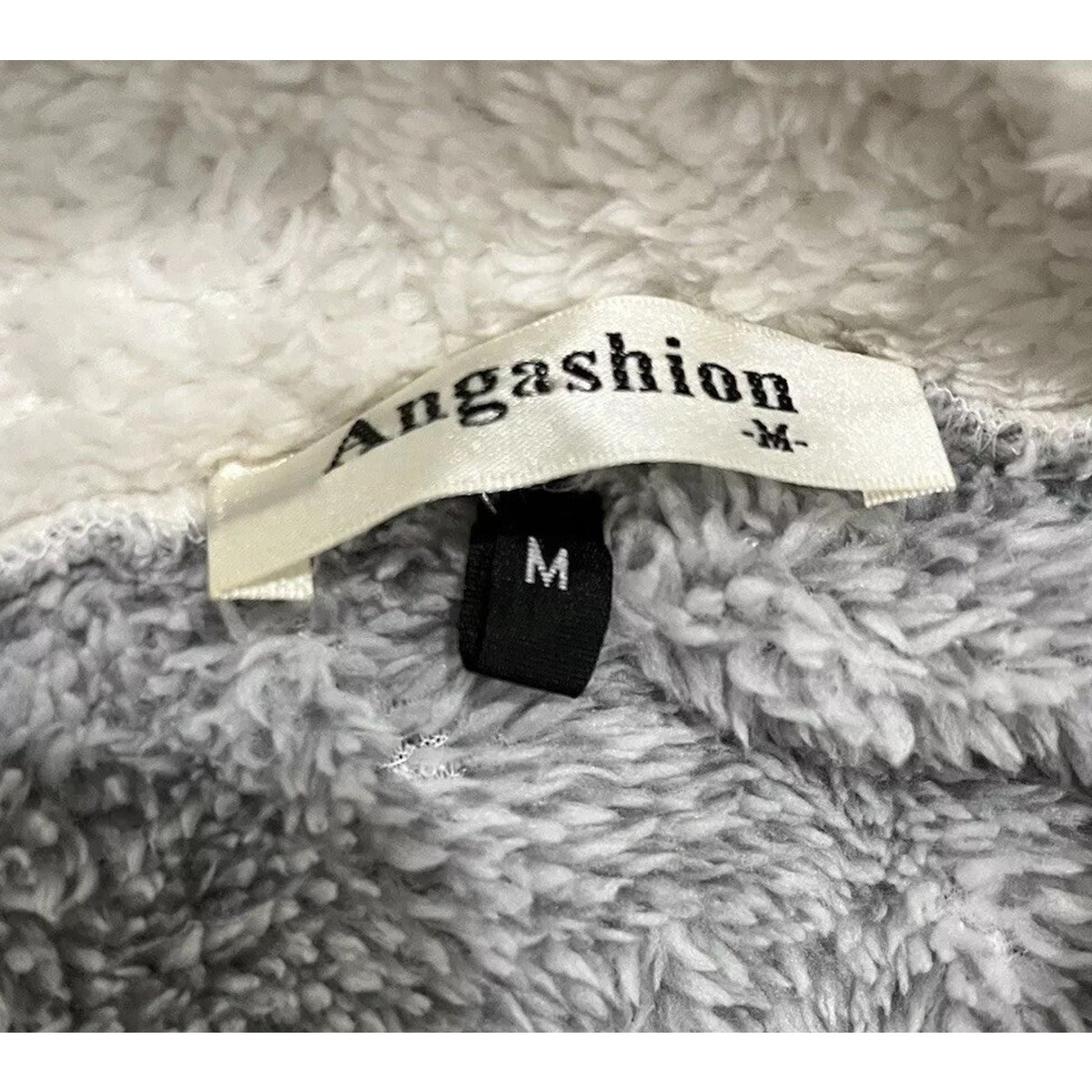 Angashion Teddy Fleece Pullover Size M Grey Jacket Long Sleeve