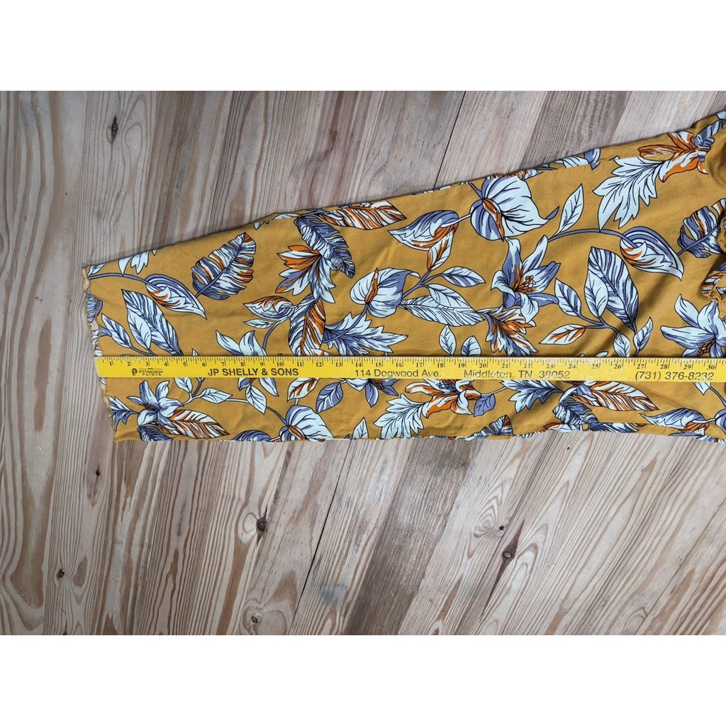 Breeze Ever Yellow Floral 100% Rayon Pants Women’s Size M