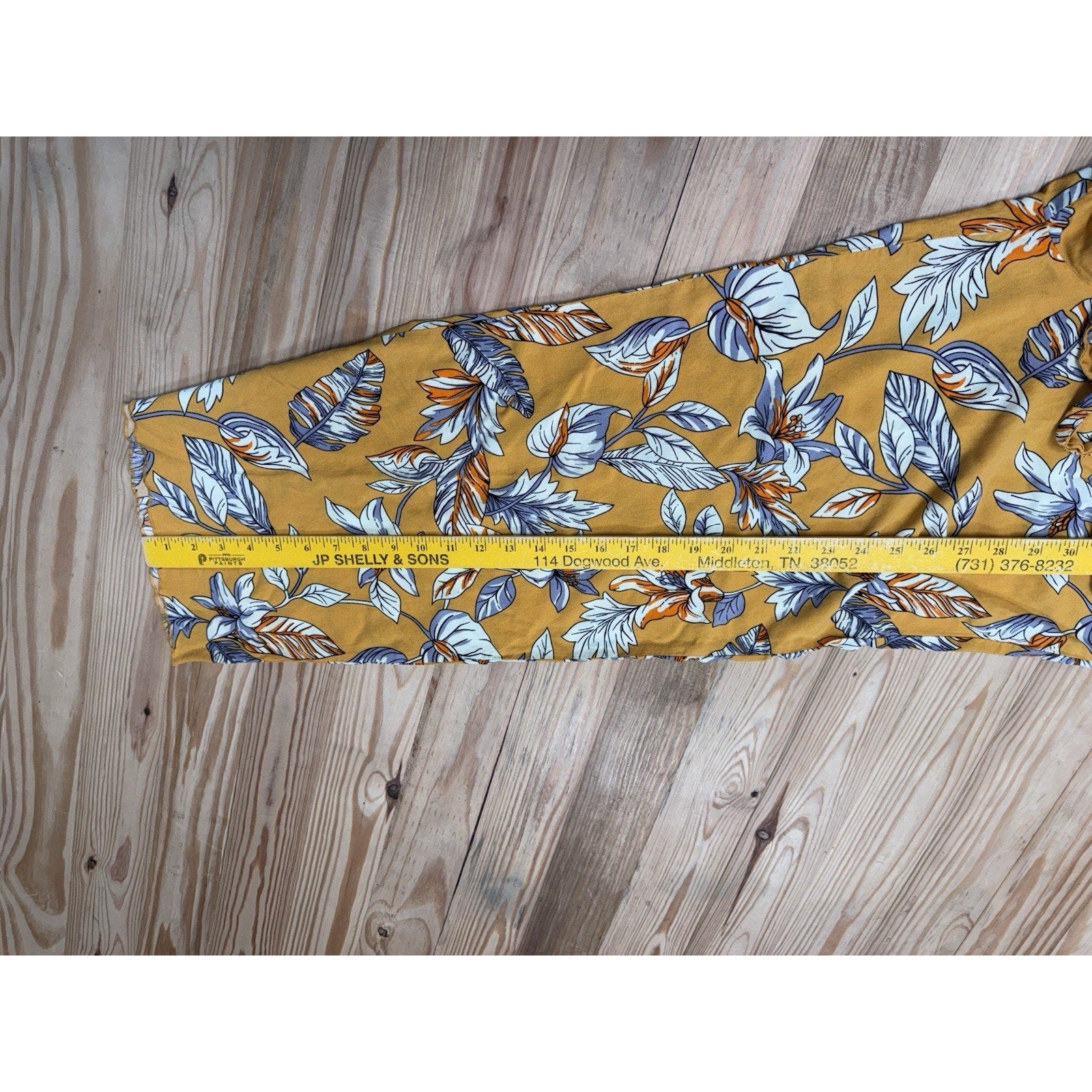 Breeze Ever Yellow Floral 100% Rayon Pants Women’s Size M