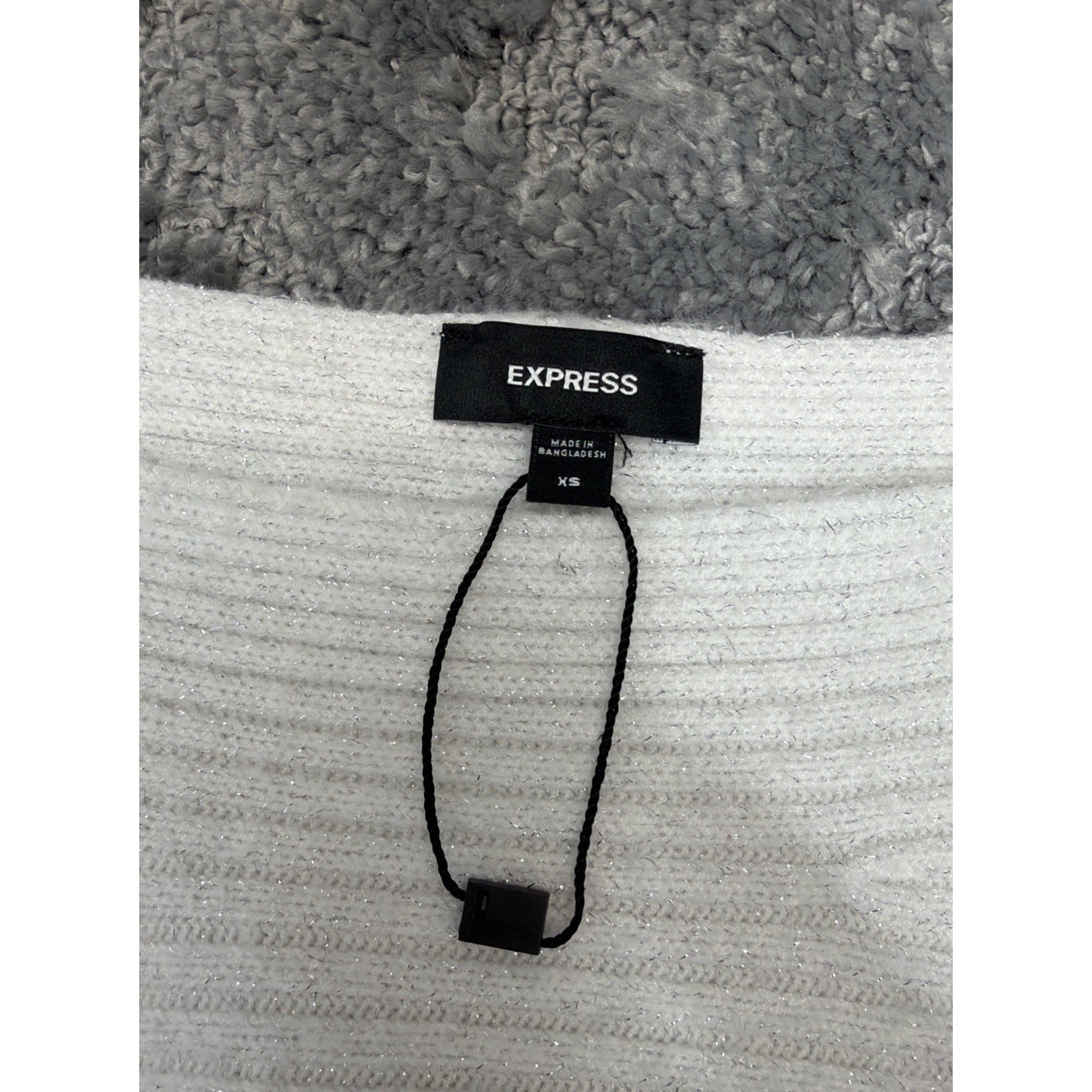 Express Women's White Shimmer Oversized Sweater Boat Neck Dolman Sleeves XS