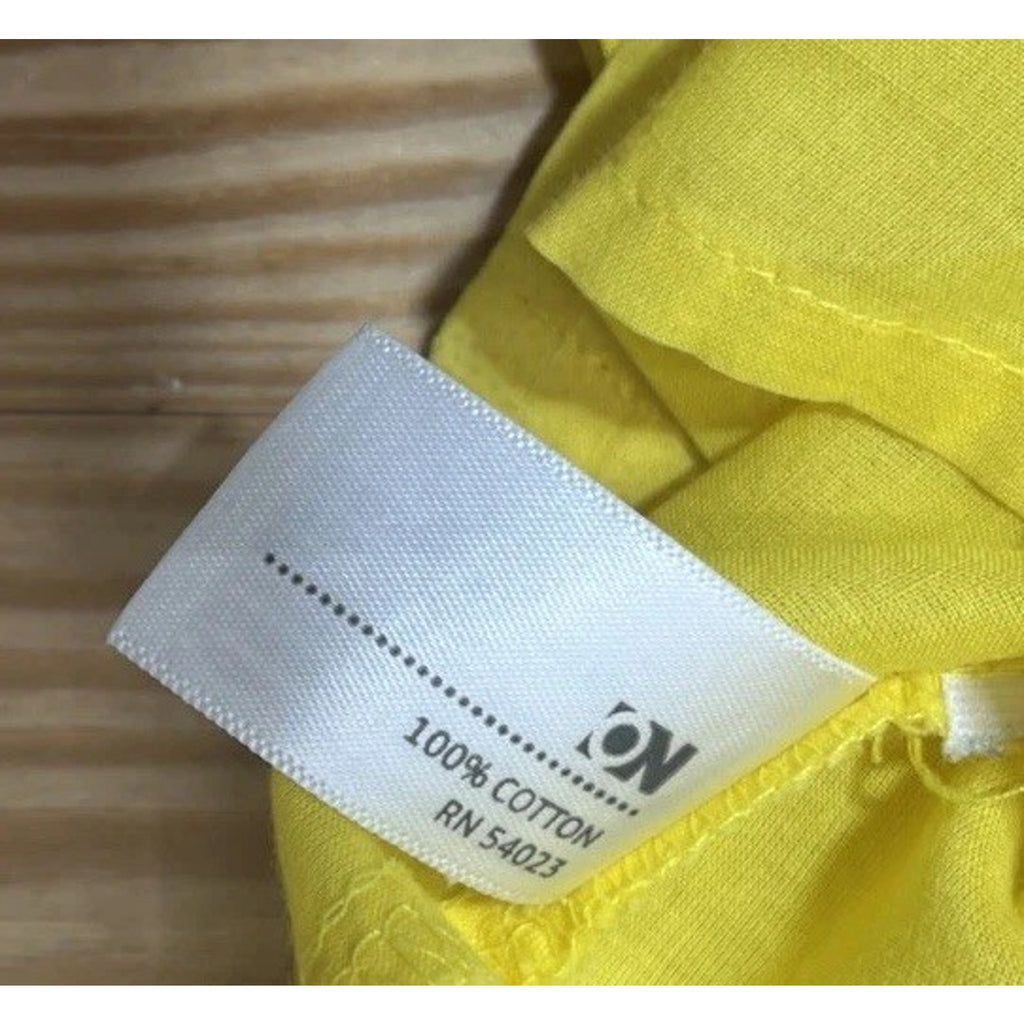 Old Navy Button Up Shirt Yellow Blouse Pocket Bright Day Glow Size L