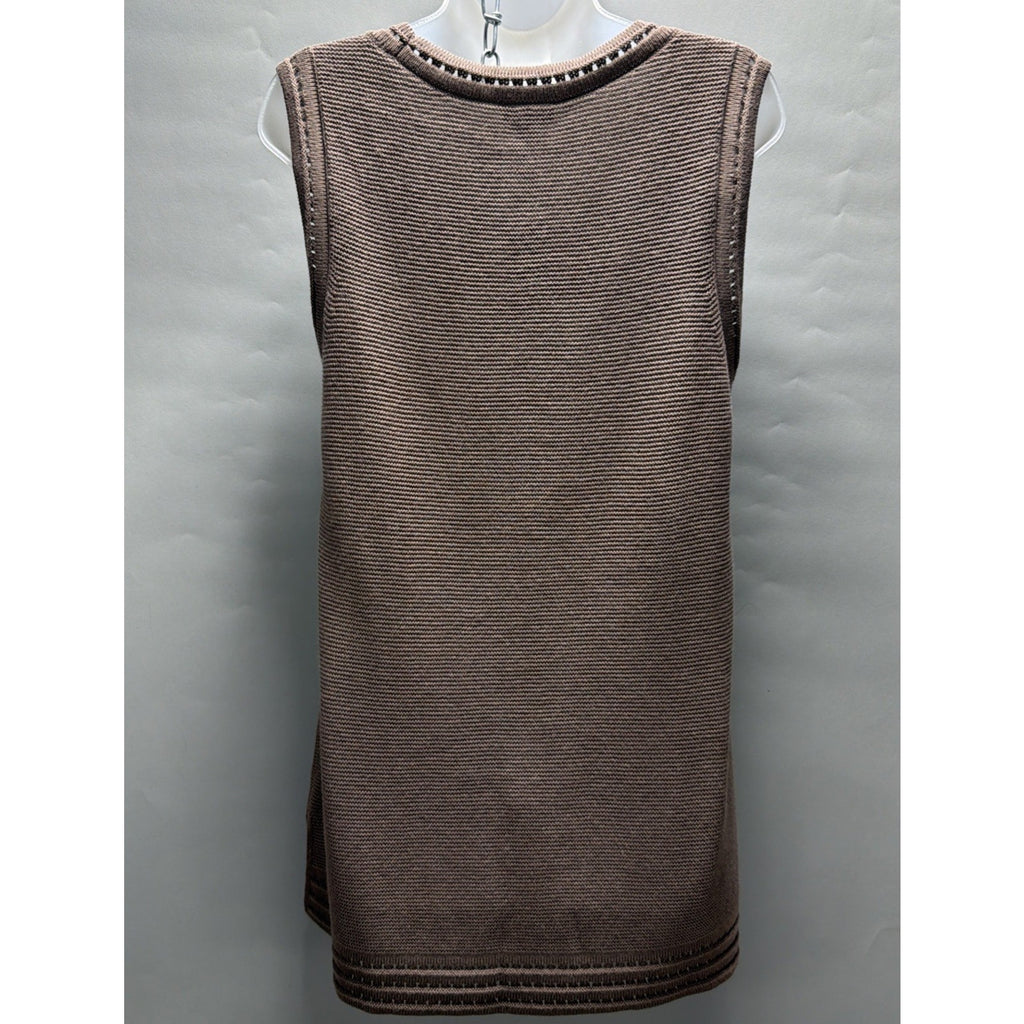 J.Jill Textured-Trim Sweater Tunic Tank Coconut Brown NWT Size M