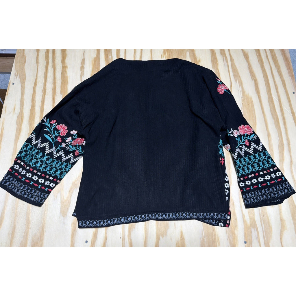 Savanna Jane Boho Embroidered Floral Cardigan Sweater Womens Size Small New