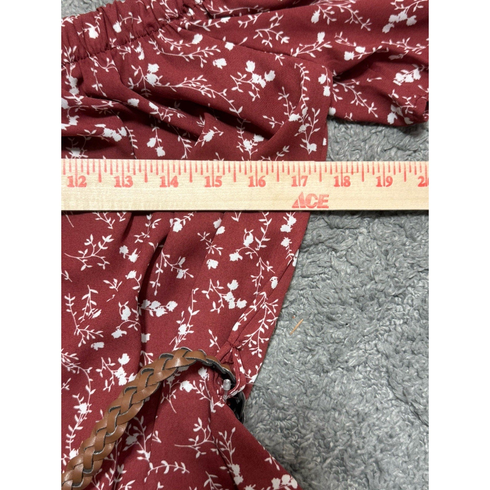 Rue21 Floral Off Shoulder Dress Small NWT Cottagecore Milkmaid Boho Belted Red