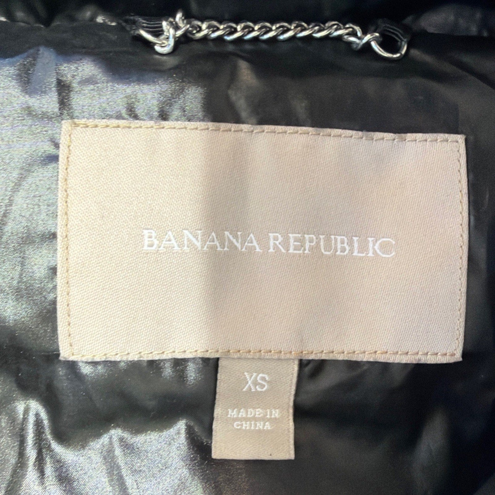 Banana Republic Womens XS Vest Houndstooth Plaid Down Insulated Puffer Jacket