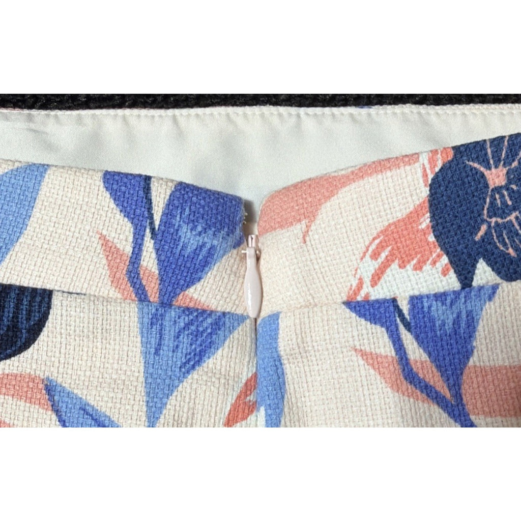 J.Crew Factory Floral Faux Wrap Skirt Womens 4 Blue Pink Cotton Lined Spring