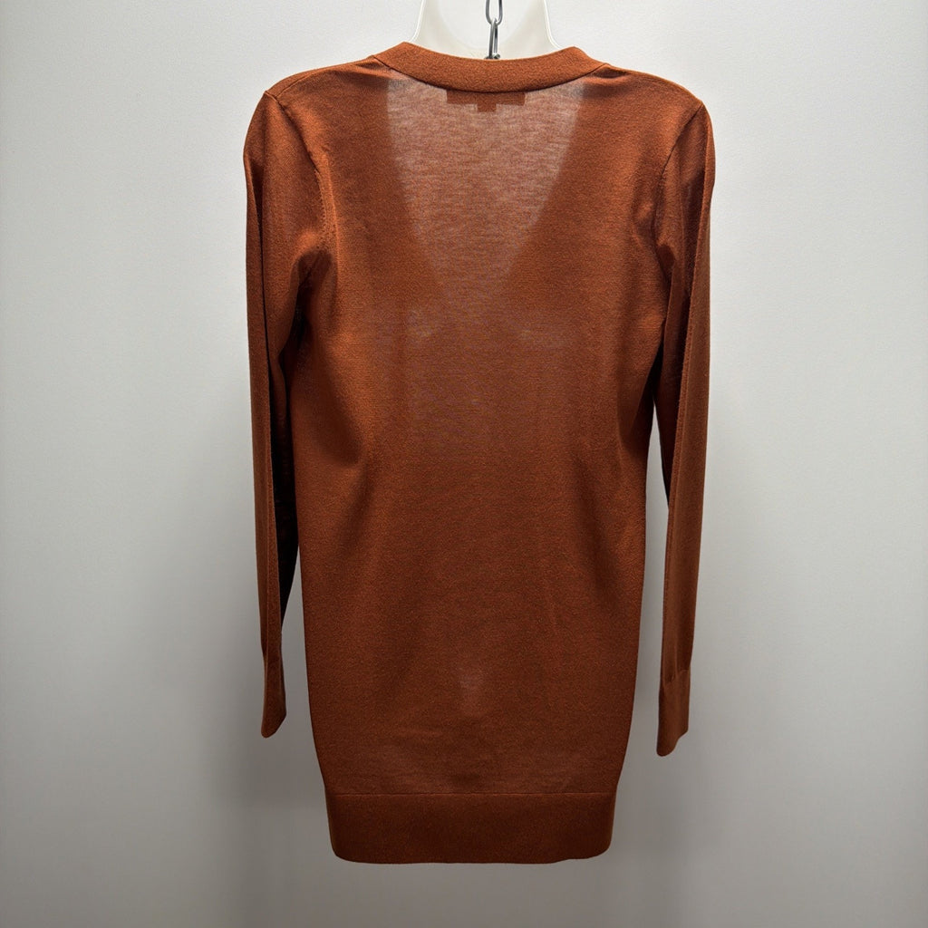 LOFT Women’s XS Rust Orange Long Cardigan Sweater V Neck Button Front Lightweigh