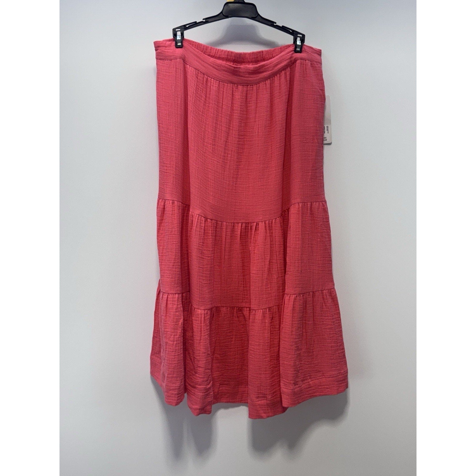 Soft Surroundings Pink Coral 100% Cotton Tiered Aline Skirt Women’s Petite Med