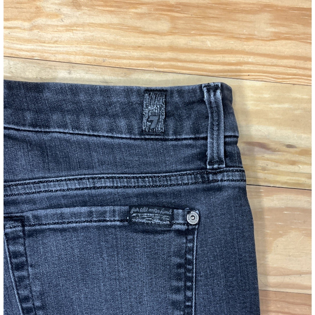 7 for all mankind b(air) The High Waist Ankle Skinny Jeans Black Raw Hem Size 31