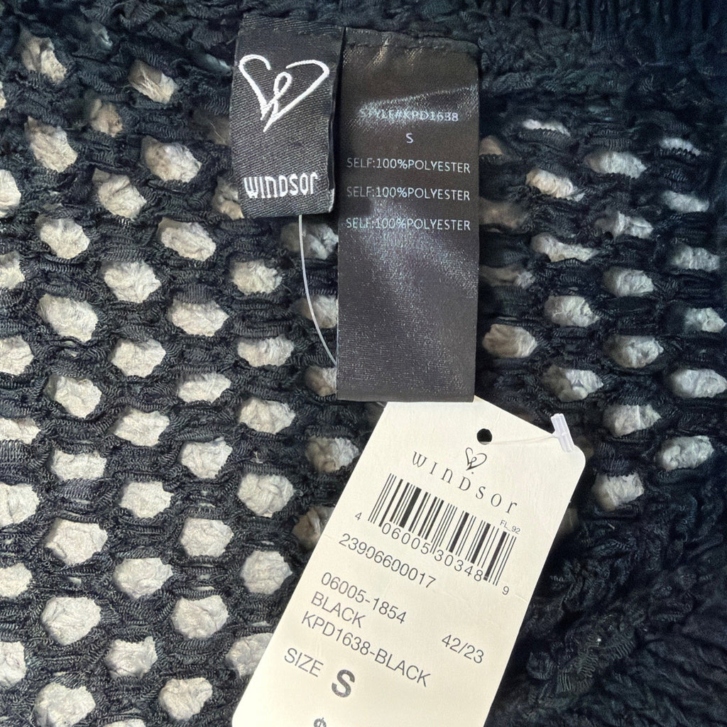 Windsor Stroll On The Beach Crotchet Cover Up Mini Dress Black Size Small NWT
