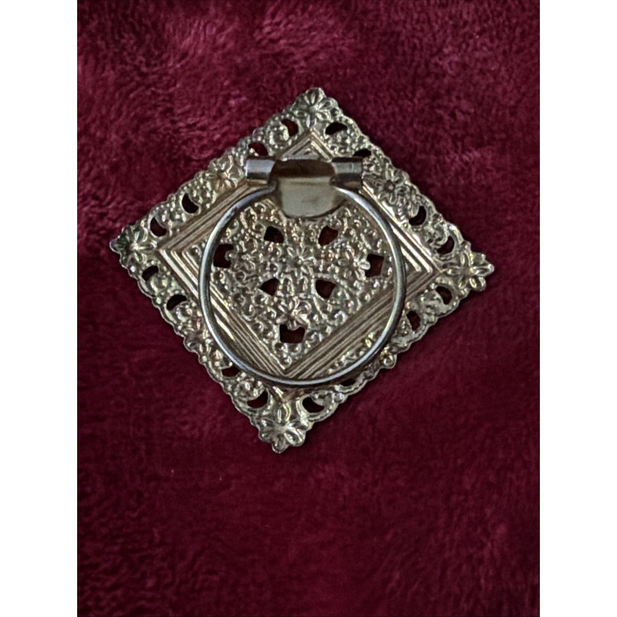 Vintage Gold Tone Filigree Square Scarf Clip