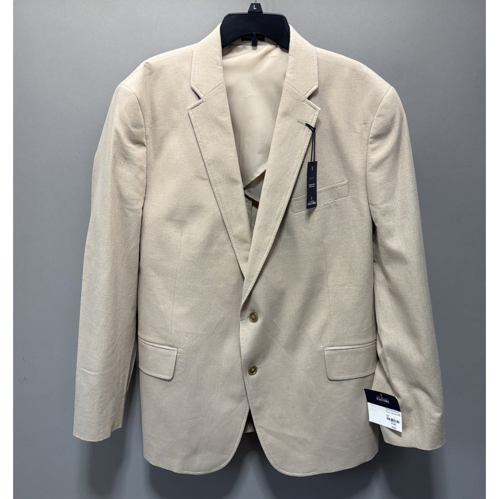Stafford Slim Fit Linen Cotton Sport Coat Blazer Beige Stone 50R NWT Summer