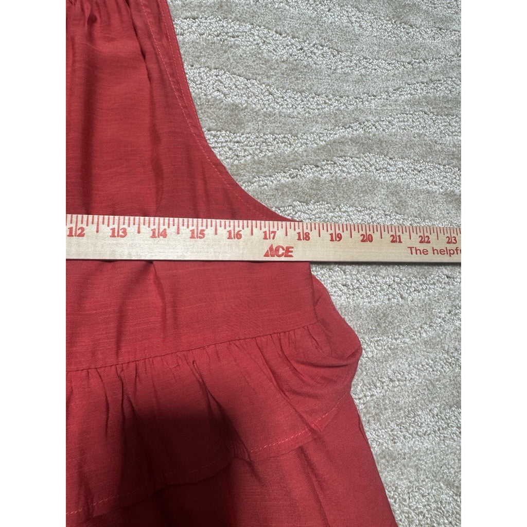 ODDI Womens Medium Red Tiered Ruffle Halter Dress Sleeveless Boho Mini