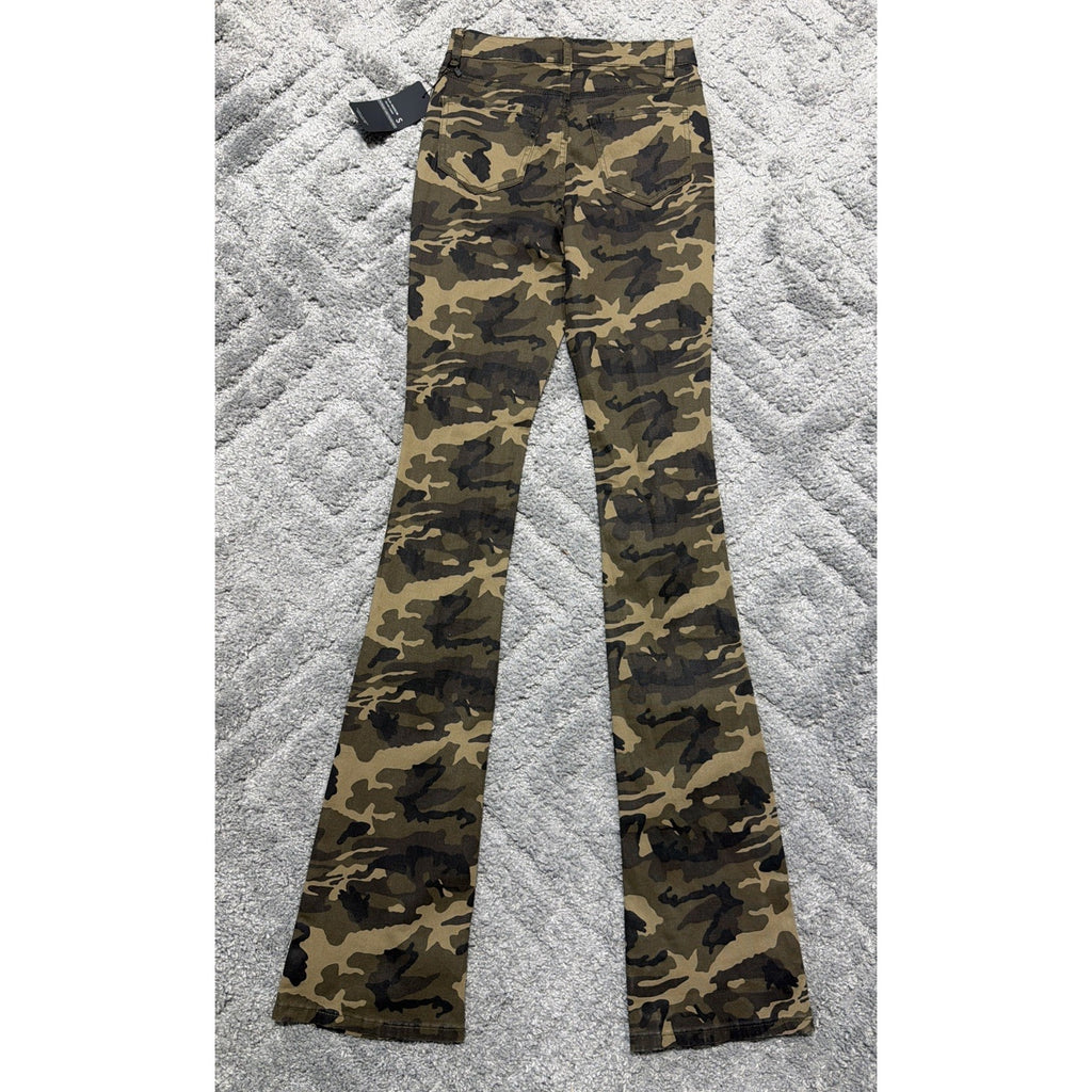American Bazi Los Angeles High Rise Ruched Boot Camo Distressed jeans sz S New