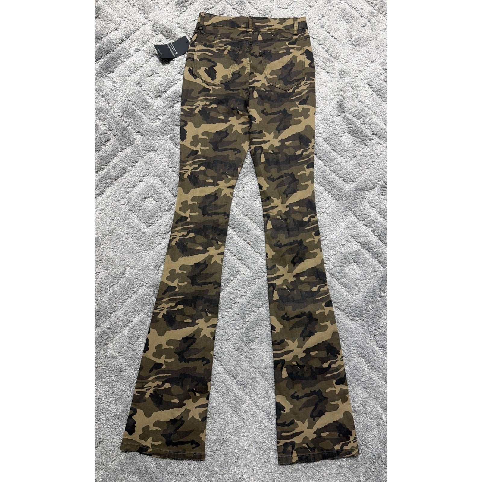 American Bazi Los Angeles High Rise Ruched Boot Camo Distressed jeans sz S New