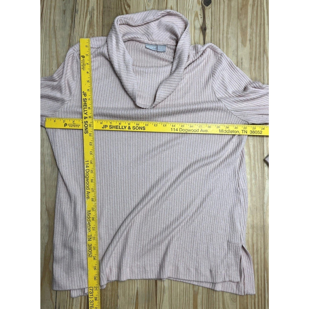 Zenergy By Chico's Womens Pink Turtle Neck Cable Knit Details Sweater Size 2