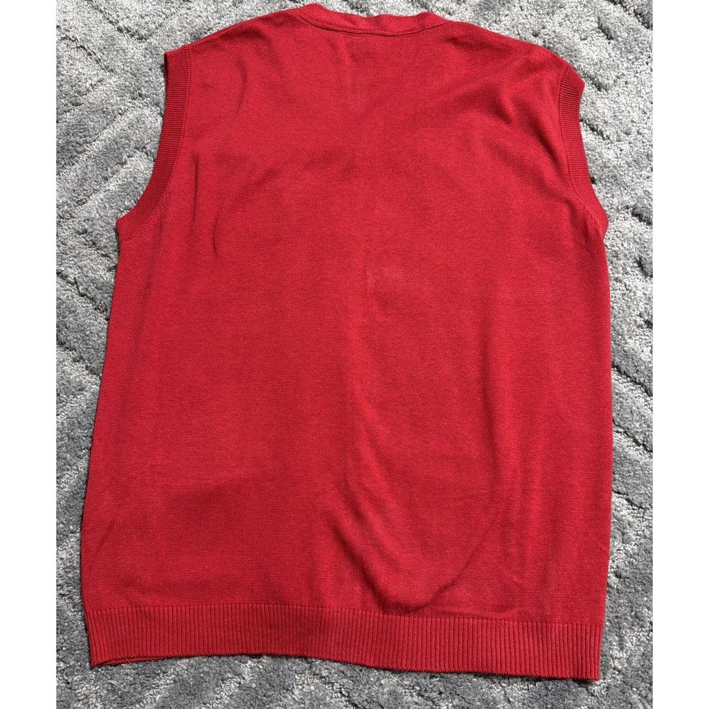 VTG Lavane New York Sweater Vest Mens XL Red V Neck Casual Preppy Ribbed