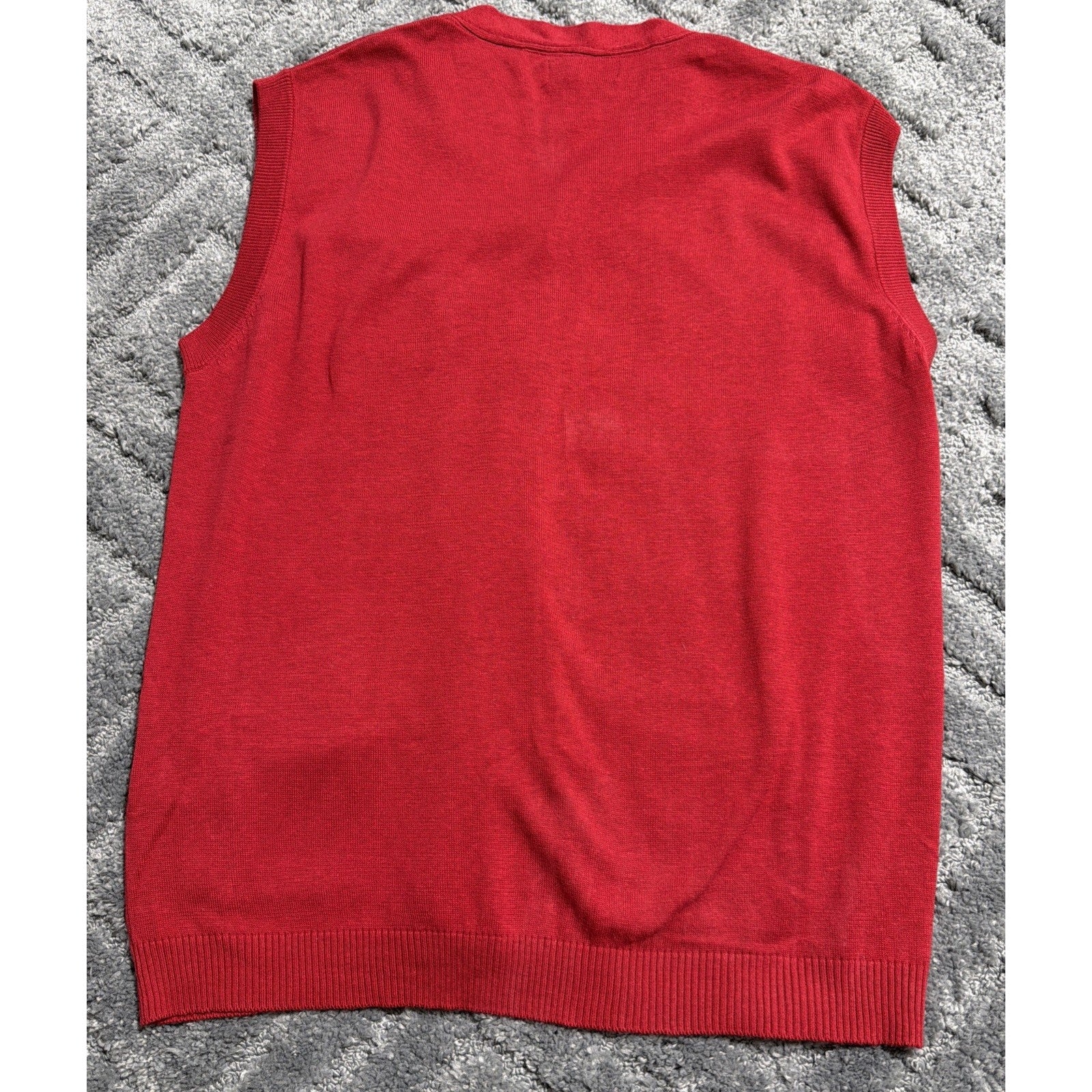 VTG Lavane New York Sweater Vest Mens XL Red V Neck Casual Preppy Ribbed