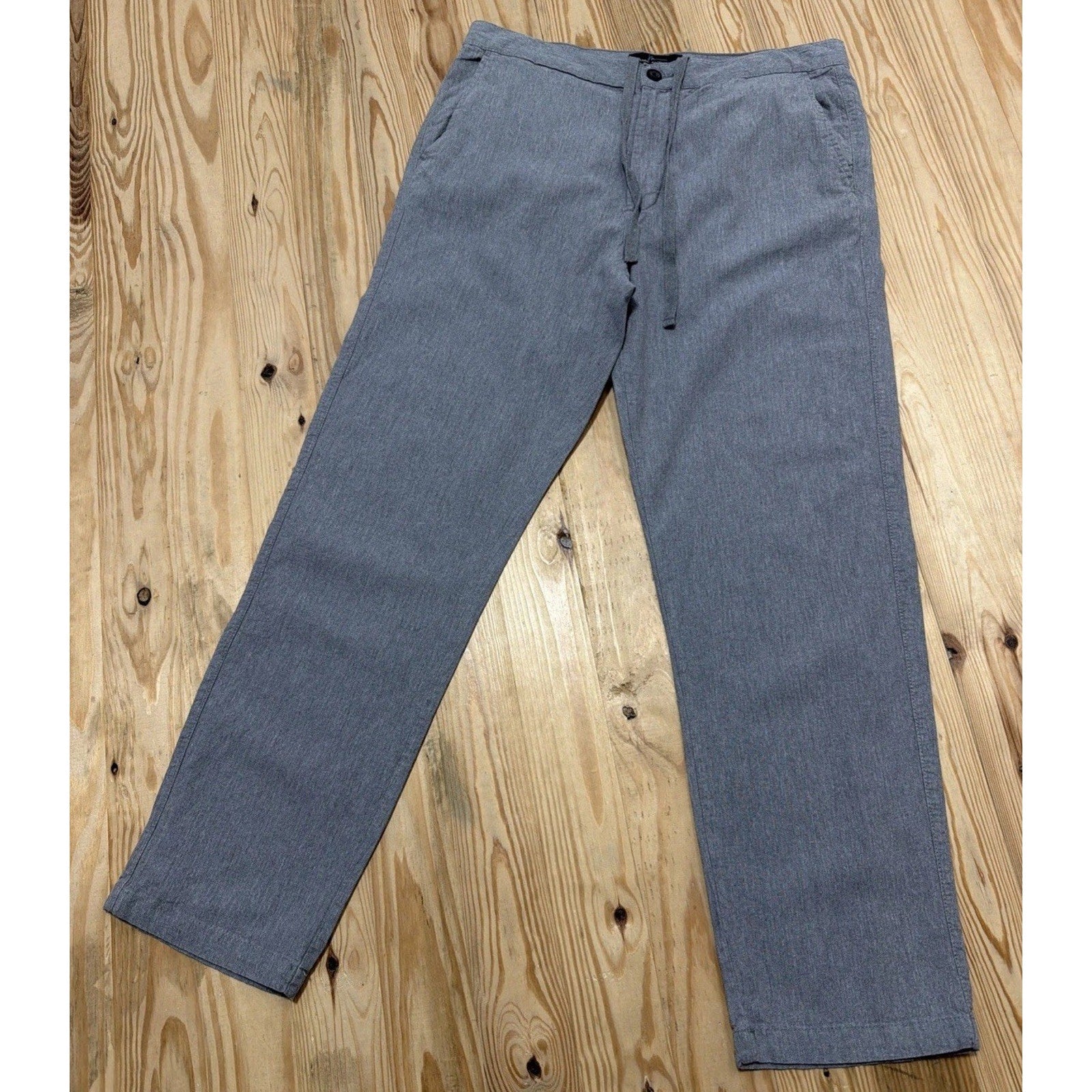 Marc Anthony Pants Men 30x32 Gray Linen Blend Slim Fit Drawstring Casual Knit