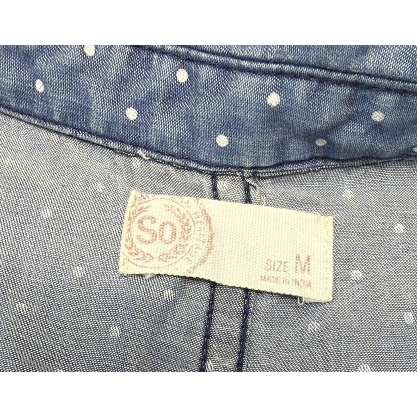 SO Womens M Tank Mini Dress V Lace Up Neck Sleeveless Chambray Blue Lyocell