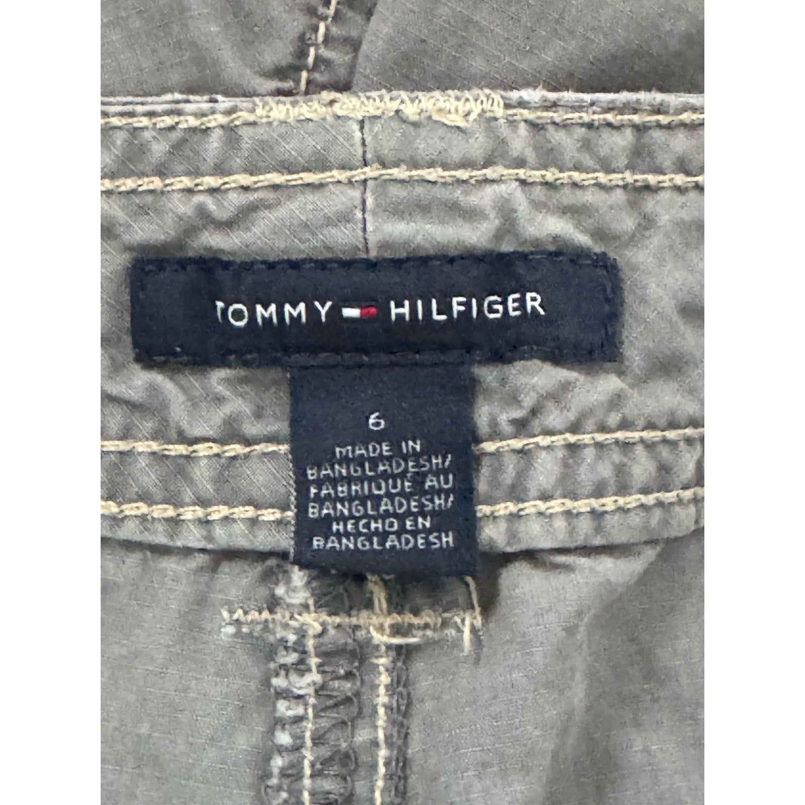 Tommy Hilfiger Shorts Women’s Size 6 Rolled Cuff Cargo Pockets Rip Stop Khaki