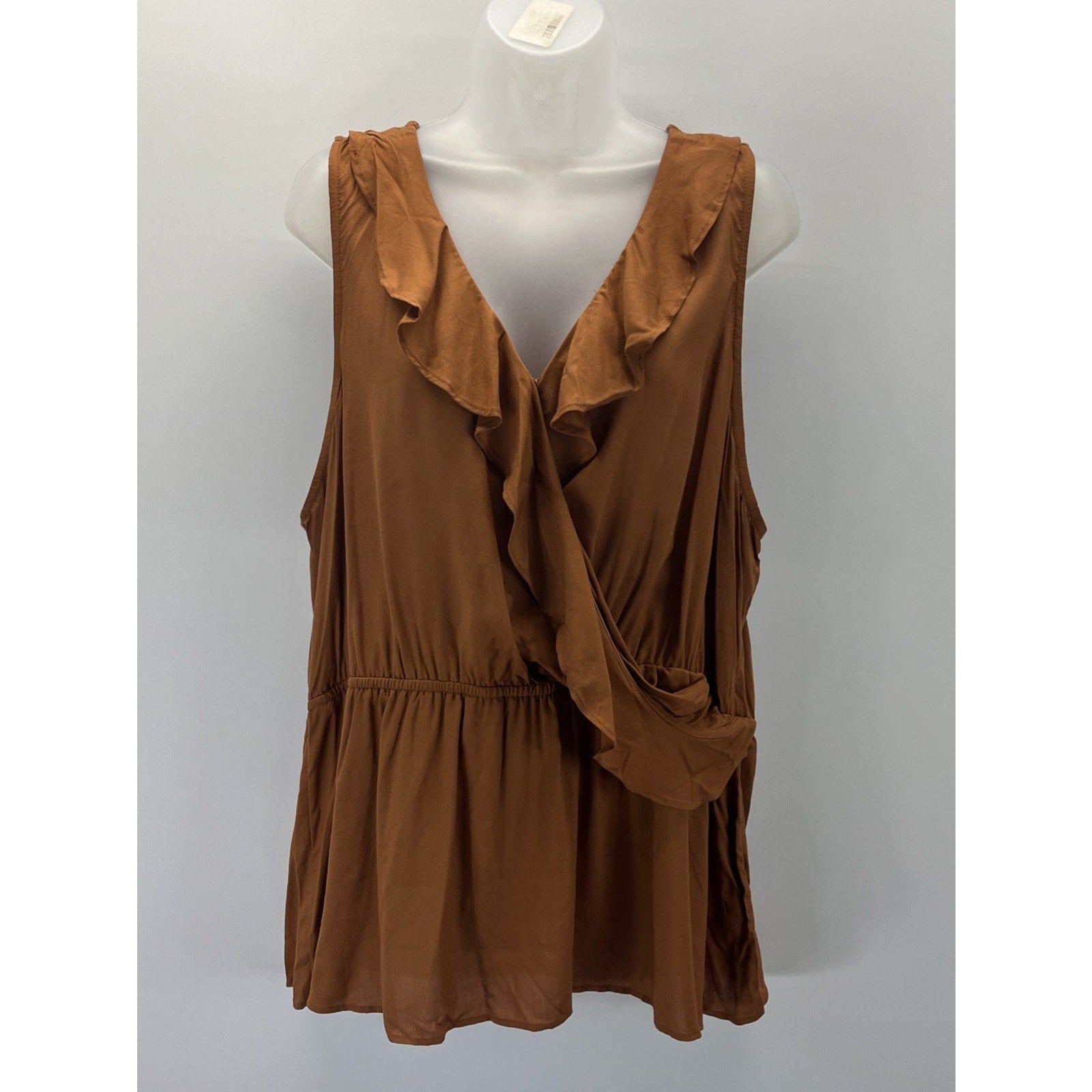 NWT Maurices Ruffle Surplice Tank Top Burnt Orange Fall Plus Size 1X