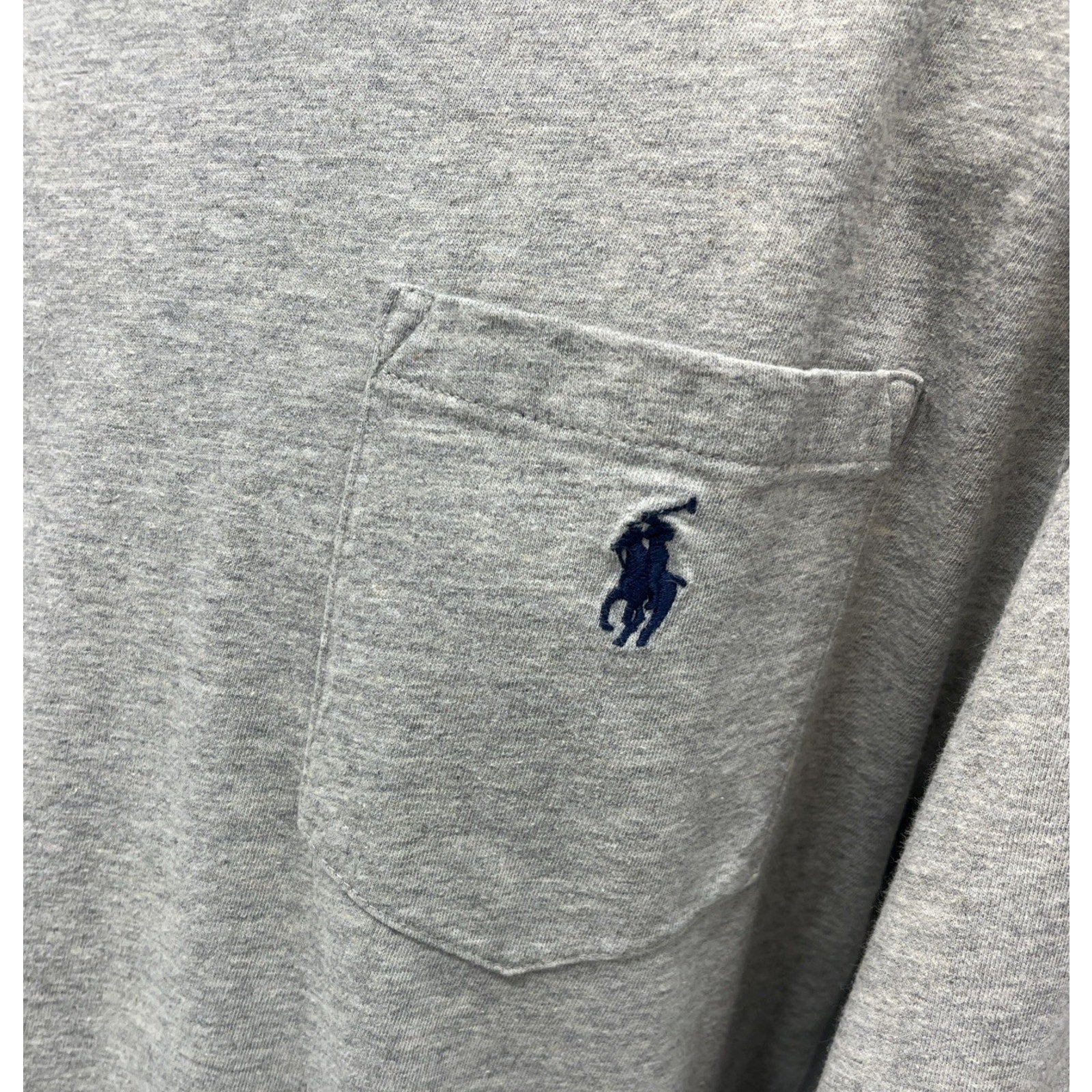 Polo Ralph Lauren Gray Long Sleeve Crew Neck Shirt Front Pocket Size Large