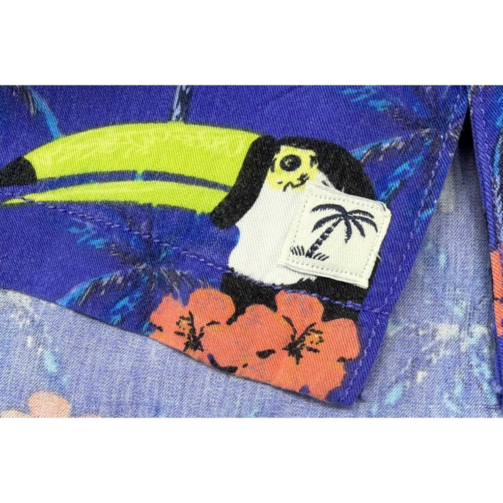 Trunks Surf & Swim Co Hawaiian Button Up Shirt Toucan Parrot Bird Mens Large