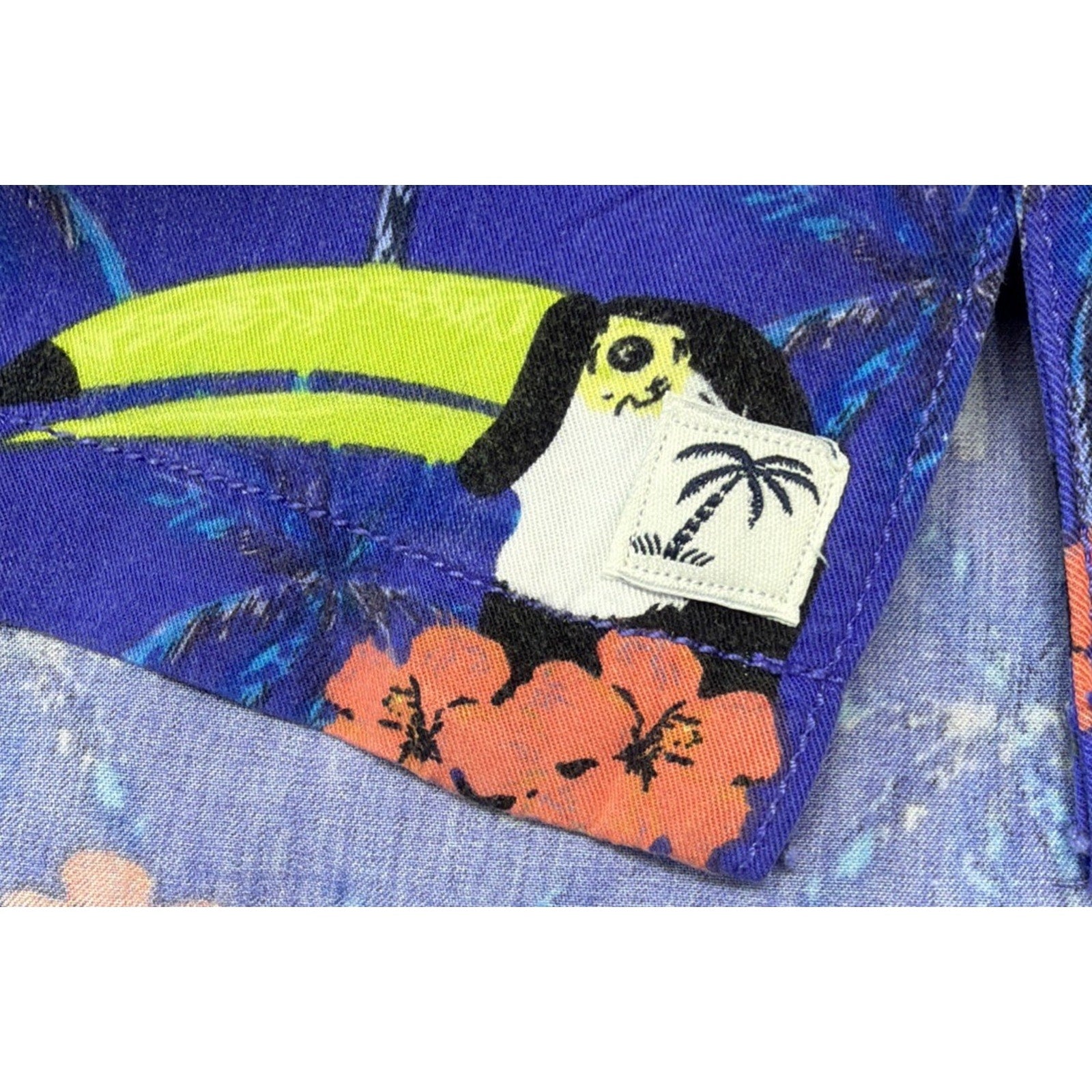 Trunks Surf & Swim Co Hawaiian Button Up Shirt Toucan Parrot Bird Mens Large