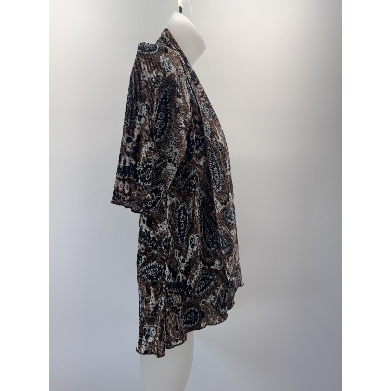 Notations Shirt Women’s Petite S Short Sleeve Layered Cardigan Tank Cream Brown