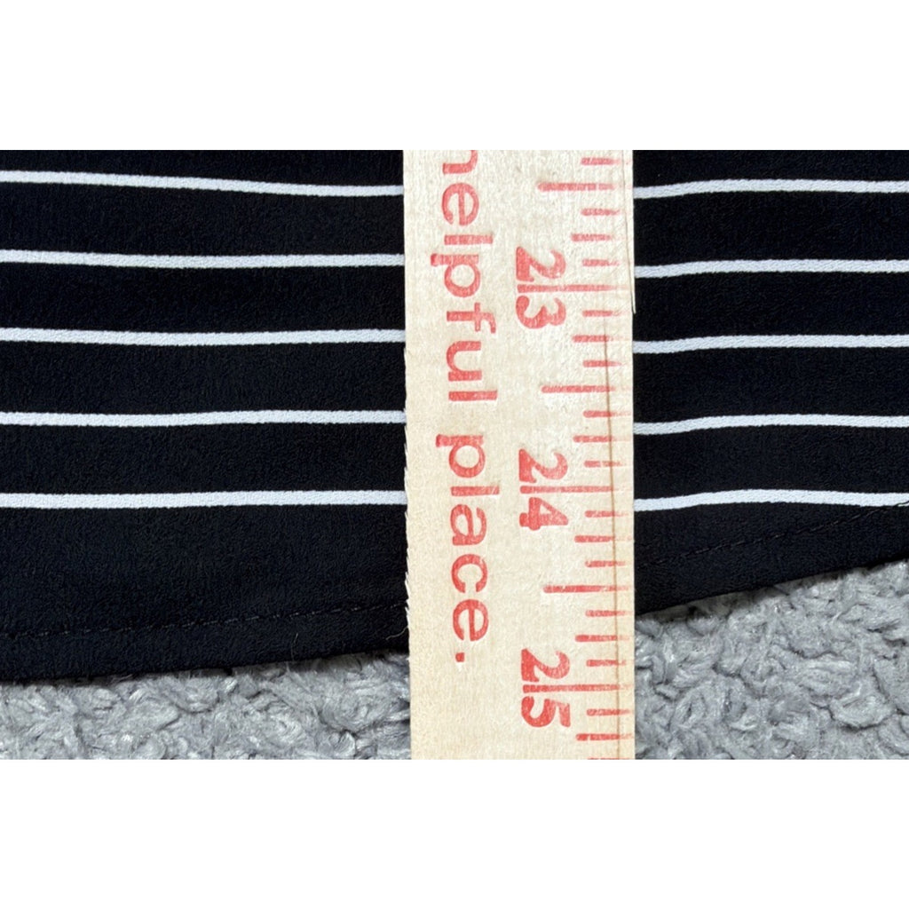 Ann Taylor LOFT Blouse Top Size XS Black White Striped Long Adj. Tab Sleeves