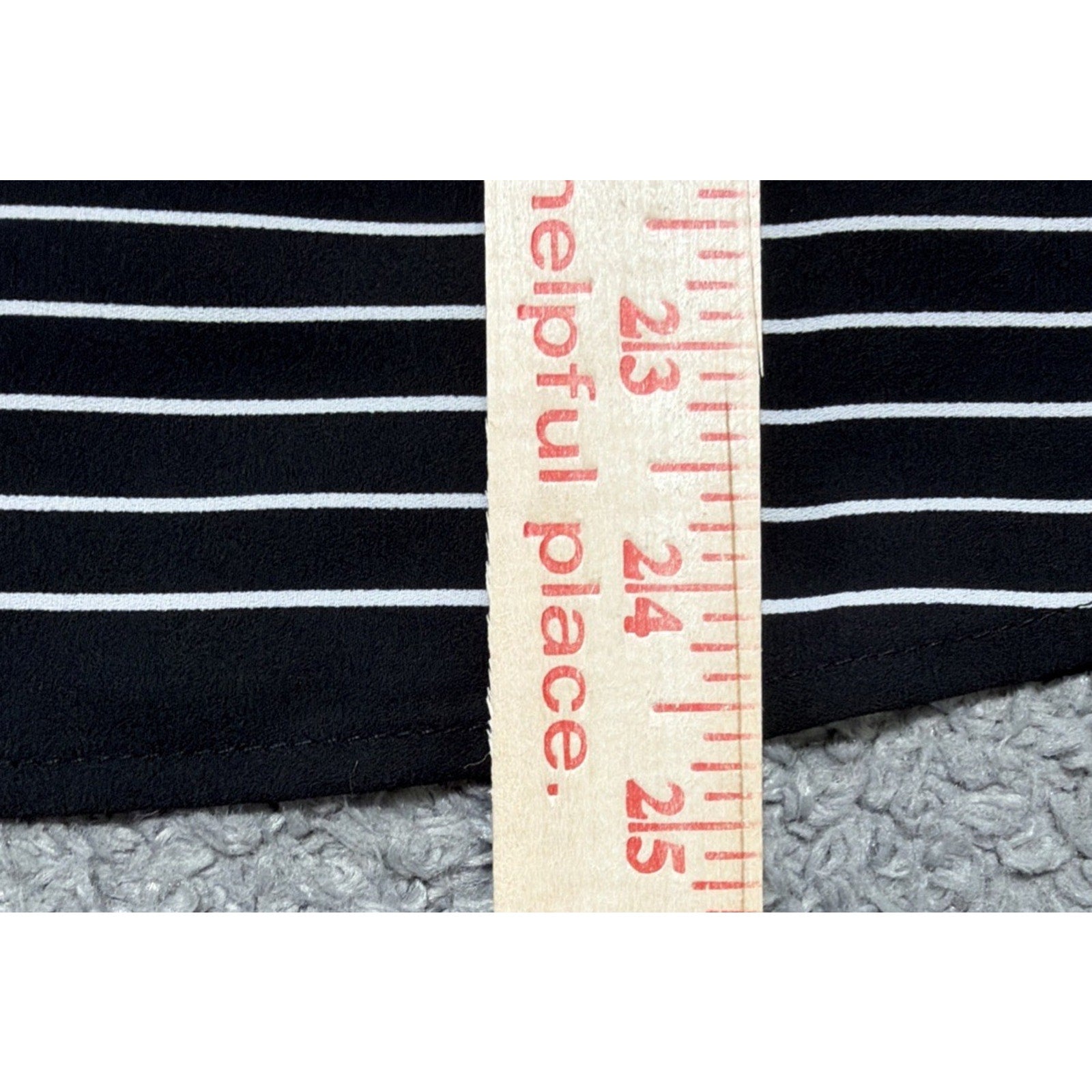 Ann Taylor LOFT Blouse Top Size XS Black White Striped Long Adj. Tab Sleeves