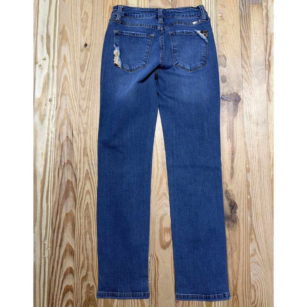 Kancan Leopard Patches Distressed Ripped KC6234M Girlfriend Fit 7/27 Women Jeans