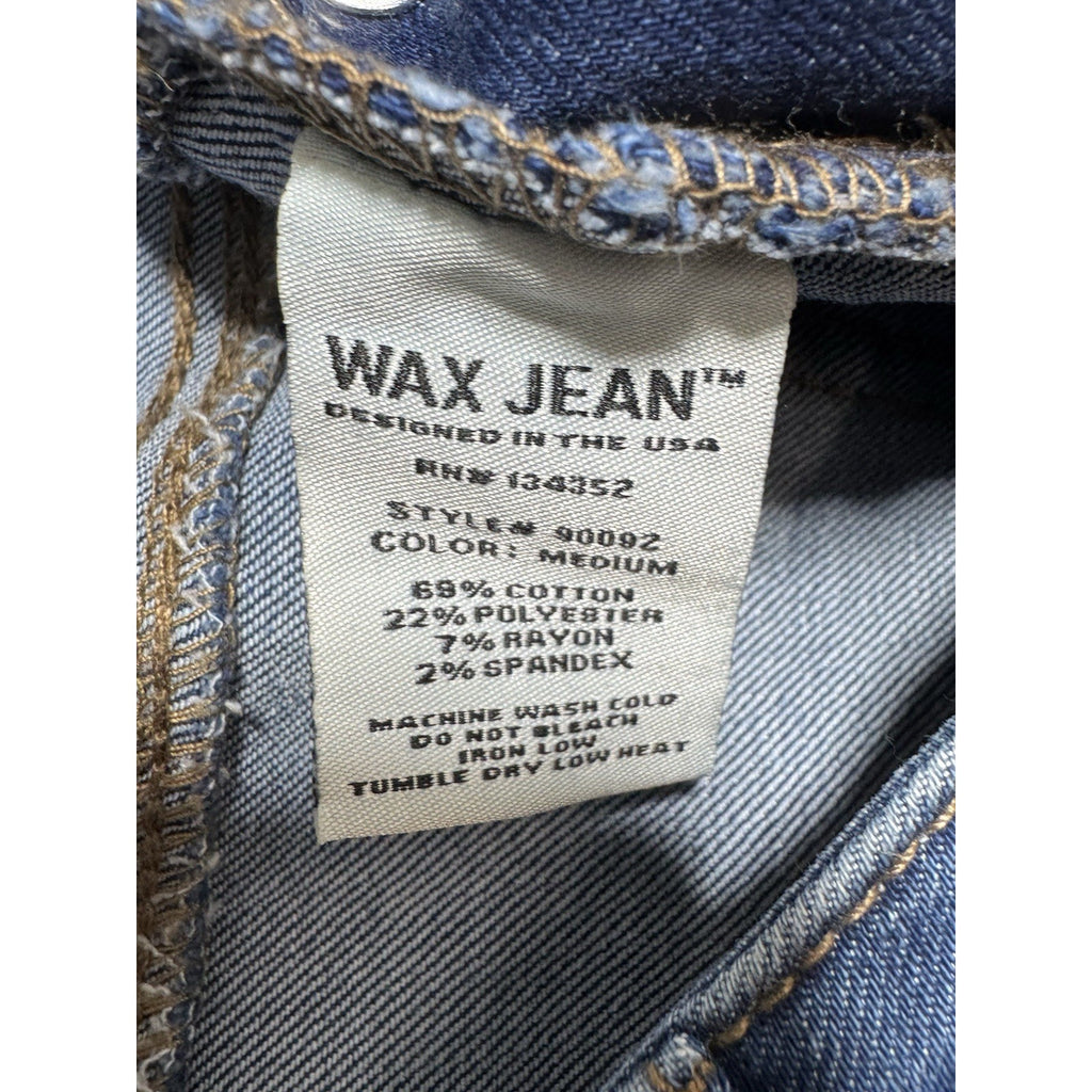 Wax Jean Denim Overalls Womens Small Distressed Skinny Ankle Bib Medium Wash