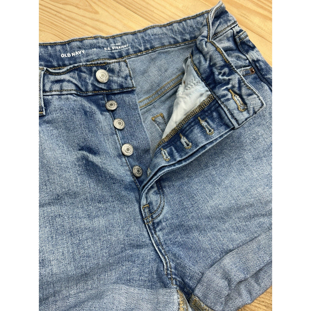 Old Navy O.G Straight Secret Smooth Pocket Size 14 High Rise Distressed Button