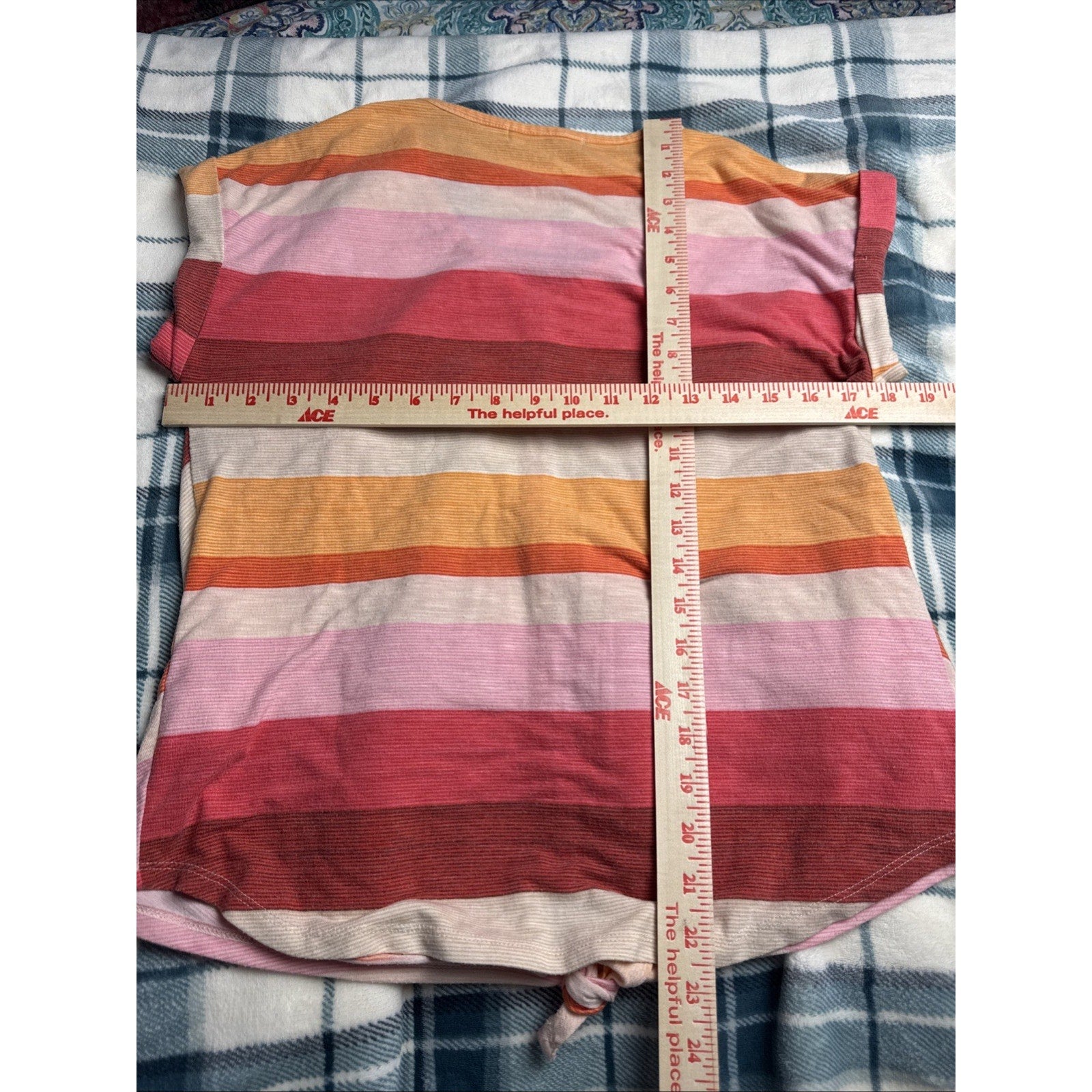 Vintage Rose Top Size Medium Chevron Print Pink Orange Mauve Pullover Buttons