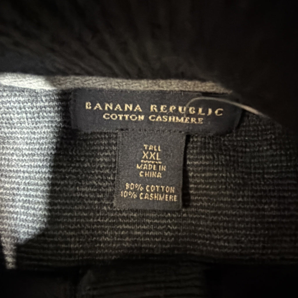 Banana Republic Men’s XL Tall Cotton Cashmere 1/4 Button Mock Black Sweater