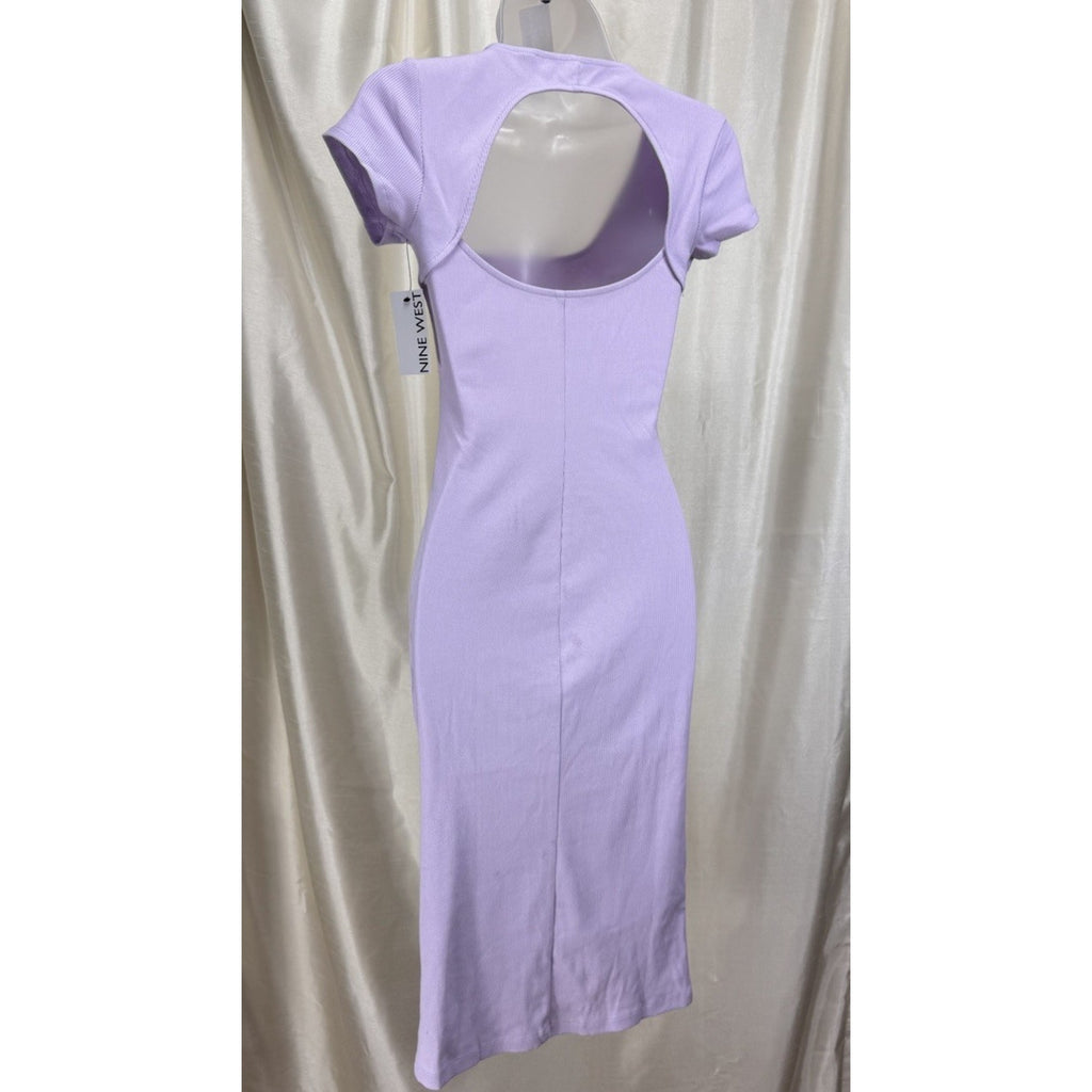 Ladies Apt. 9 Purple Ribbed Slim Fitting Dress Open Back Size Small