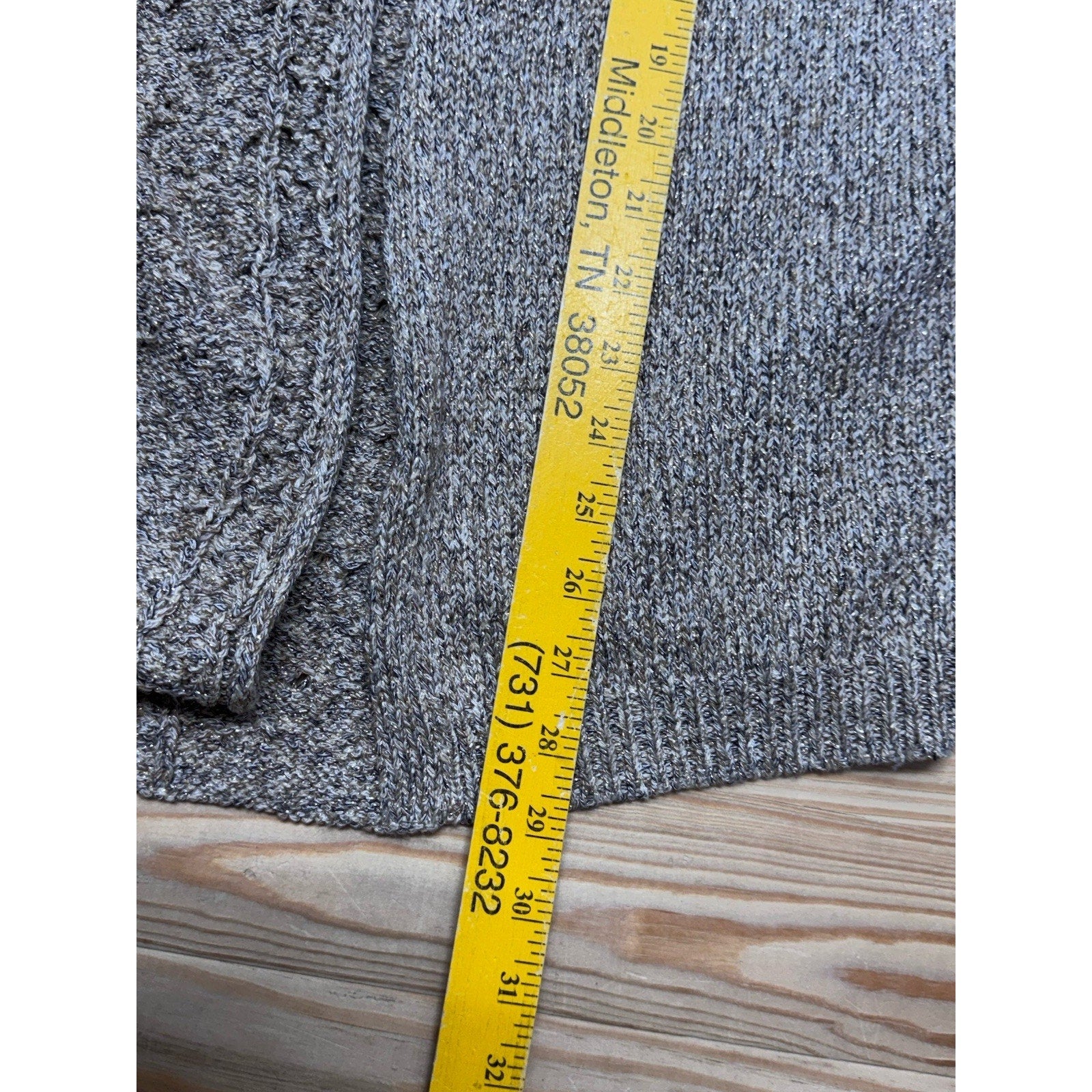 Chico’s Crochet Duster Cardigan Size 1 US M Brown Metallic Sleeveless Women’s