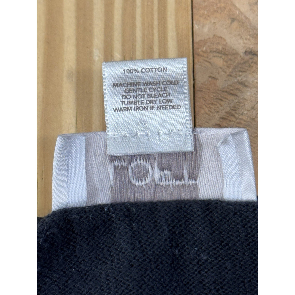 Ann Tayler Loft Women's Sweater, Black and White Striped, Size XL Button Accent