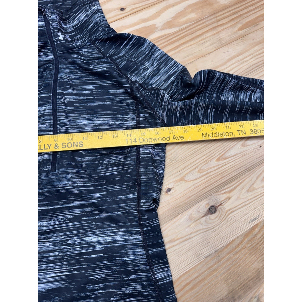 Under Armour ColdGear Women M Fitted 1/4 Zip Pullover Black Gray Space Dye Run