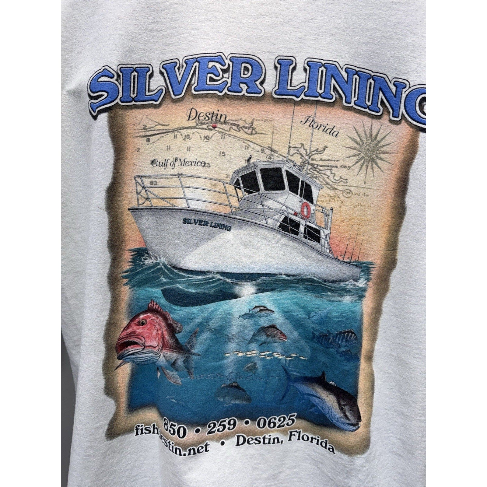 Silver Lining deep sea fishing charter boat Destin, FL T-shirt Men’s Size Large