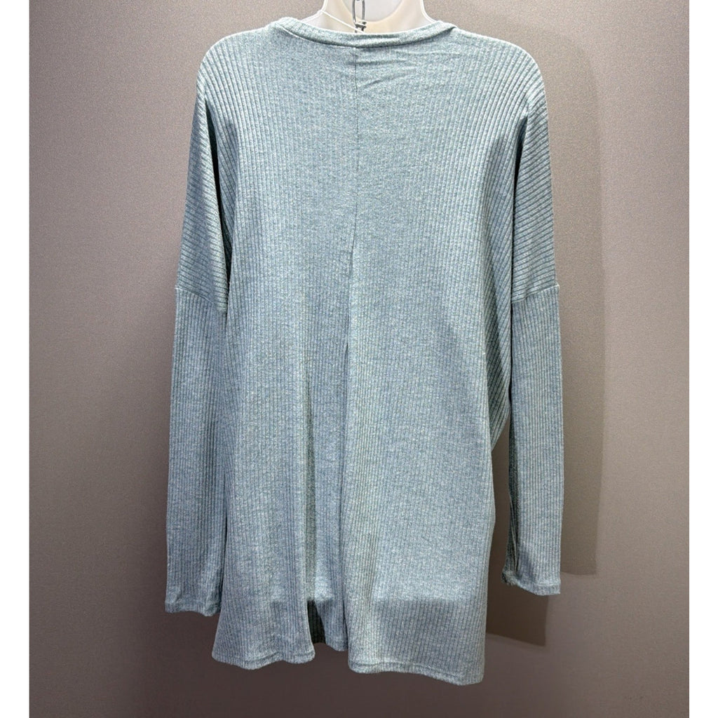 Zenana Womens S Dusty Teal Knit Sweater Dolman Sleeve Oversized Cozy Top NWT