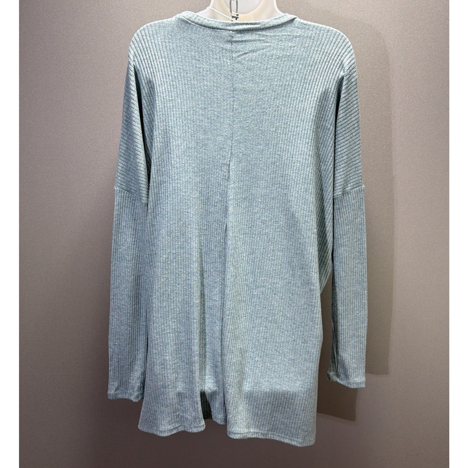 Zenana Womens S Dusty Teal Knit Sweater Dolman Sleeve Oversized Cozy Top NWT