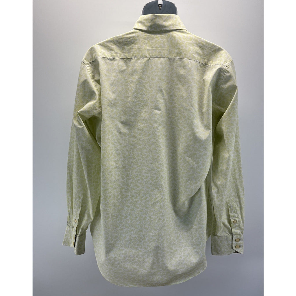 TAILORBYRD Men's Green Paisley Flakes Long Sleeve Button Down Shirt L EUC