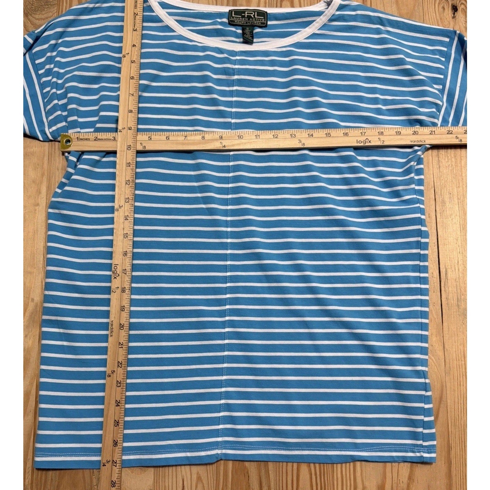 Lauren Active Ralph Lauren Women's Striped Top Pullover White/Blue Cotton 1X
