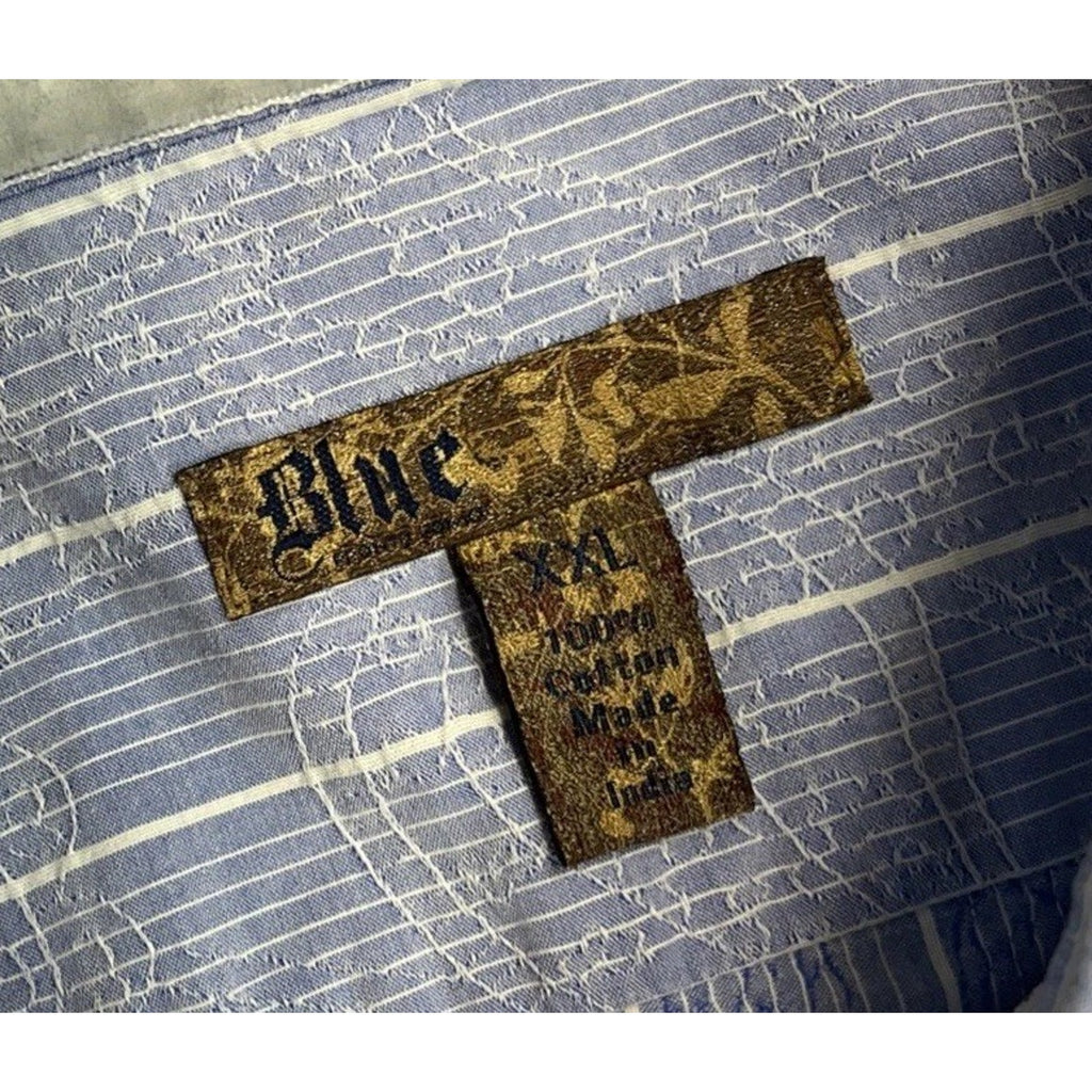 Size XXL BLUE Men’s Long Sleeve, Button Down, Blue, Striped, Paisley Shirt