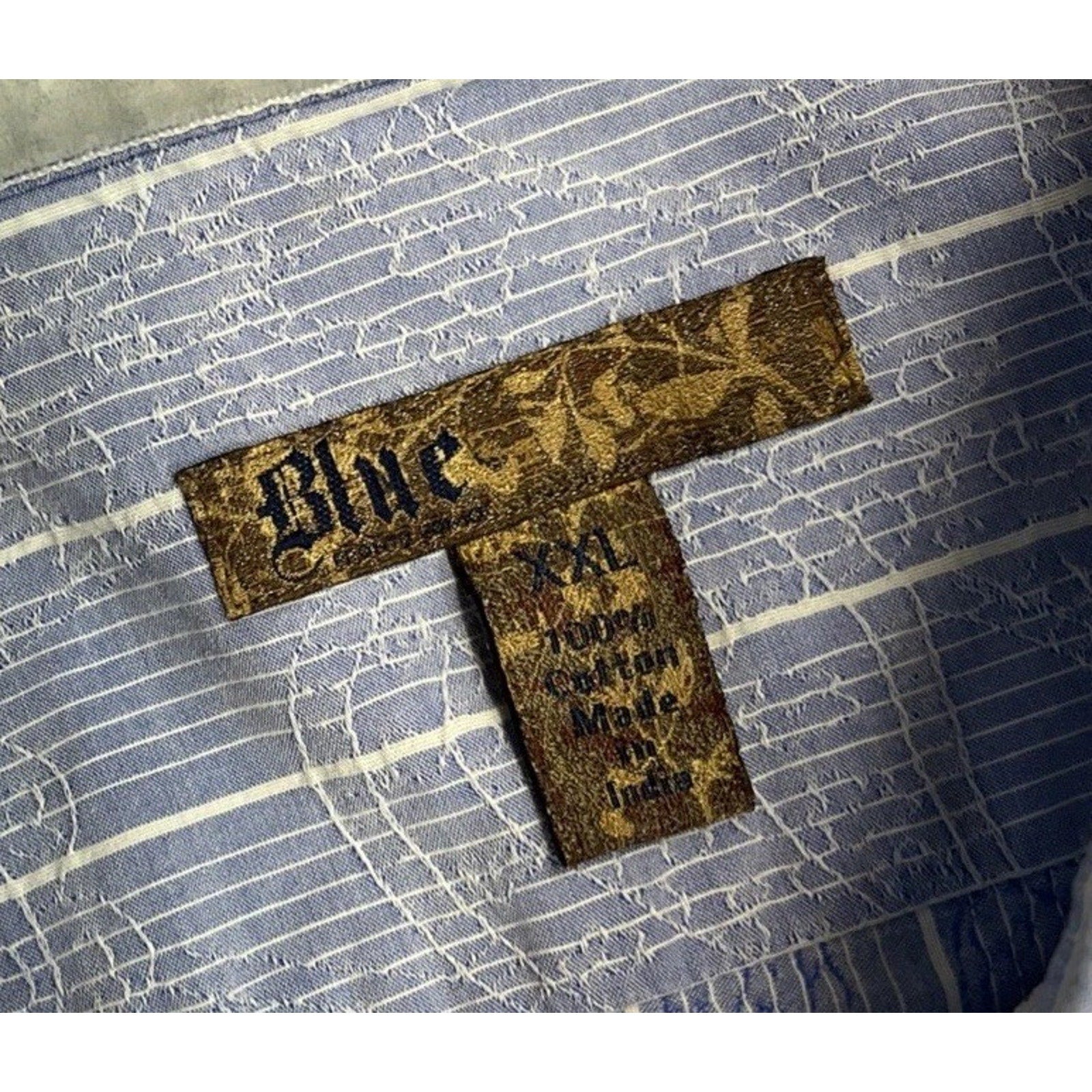 Size XXL BLUE Men’s Long Sleeve, Button Down, Blue, Striped, Paisley Shirt