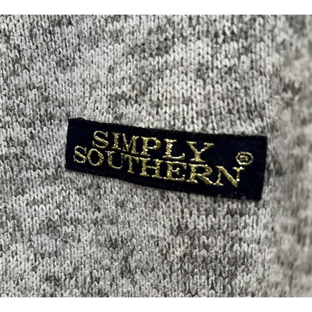 Simply Southern Sweater Women's XL Gray Pullover Long Sleeve Mock Neck Knit